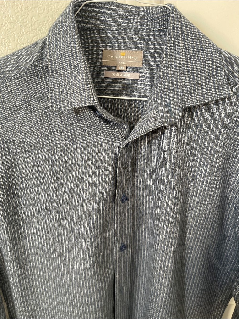 Countess Mara Men's Blue Striped Button-Down Shirt